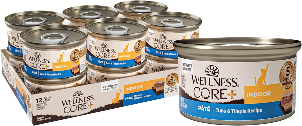 Wellness Cat Core+ Wet Food Pate Indoor Tuna & Tilapia - 2.8oz (Case of 12)